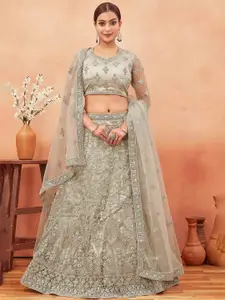 Chandbaali Embroidered Beads and Stones Semi-Stitched Lehenga & Unstitched Blouse With Dupatta