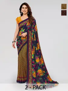 ANAND SAREES Selection Of 2 Floral Saree with unstitched blouse pieces