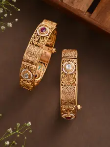 Designbox Set Of 2 Artificial Stones and Beads Bangle