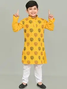BAESD Boys Floral Printed Regular Straight Kurta with Pyjamas