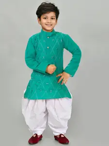 BAESD Boys Geometric Embroidered Regular Sequinned Kurta with Patiala