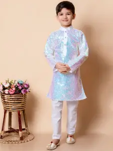 BAESD Boys Embellished Regular Sequinned Dupion Silk Kurta with Pyjamas