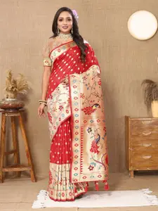 DIVASTRI Woven Design Zari Pure Silk Paithani Saree