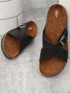 The Roadster Lifestyle Co. Women Black Open-Toe Flats With Buckle Detail