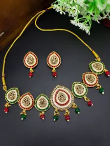PRIVIU Gold Plated Artificial Stones Necklace and Earrings