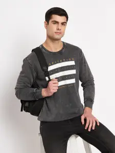 Duke Round Neck Long Sleeves Typographic Printed Pullover Sweatshirt