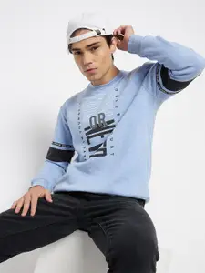 Duke Round Neck Long Sleeves Typographic Printed Pullover Sweatshirt