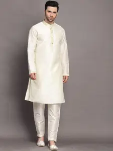 Utsav Fashion Mandarin Collar Art Silk Straight Kurta With Pyjama