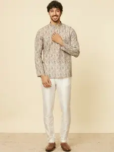 Manyavar Ethnic Motifs Printed Mandarin Collar Straight Kurta
