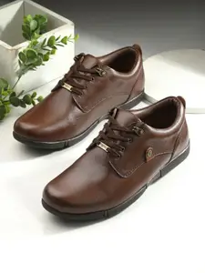 Egoss Men Round Toe Lightweight Leather Derbys
