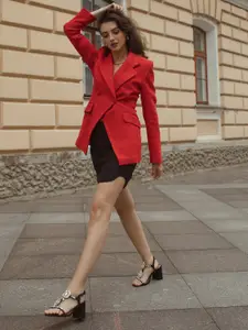 Saint G  Embellished Open Toe Leather Block Heels