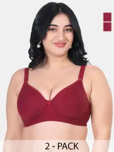 KOMLI Plus Size Pack Of 2 Full Coverage Cotton Everyday Bras With All Day Comfort