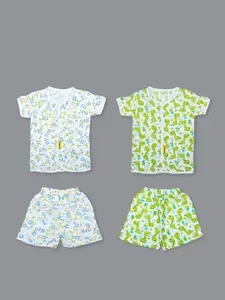 Born Babies Infant Boys Pack Of 2 Printed Sleeveless Top with Shorts