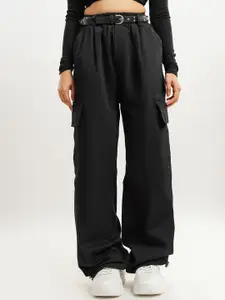 FREAKINS Women Tapered Fit High-Rise High Rise Clean Look Cargo Jeans