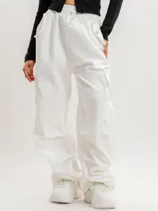 FREAKINS Women Straight Fit High-Rise Clean Look Stretchable Cargo Jeans