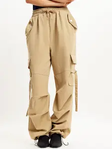 FREAKINS Women Tapered Fit High-Rise Clean Look Stretchable Cargo Jeans