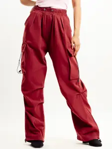 FREAKINS Women Straight Fit Clean Look Cotton Fleece Cargo Jeans