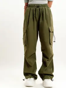 FREAKINS Women Straight Fit Cotton Fleece Clean Look Cargo Jeans