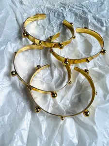 XAGO Women Brass Pearls Handcrafted Gold-Plated Cuff Bracelet