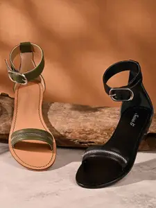 Saint G Leather Open Toe Flats