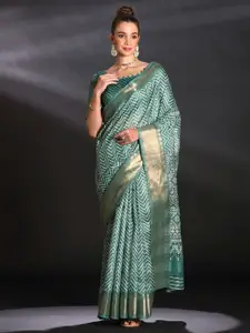 Saree mall Geometric Printed Zari Sungudi Saree