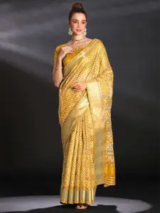 Saree mall Geometric Printed Zari Sungudi Saree