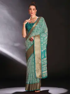 Saree mall Geometric Printed Zari Sungudi Saree