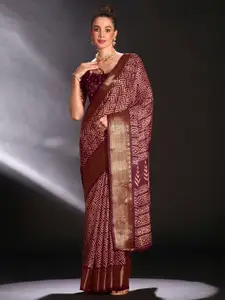 Saree mall Geometric Printed Zari Sungudi Saree