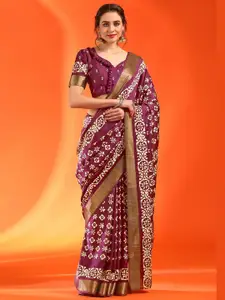 Saree mall Ethnic Motifs Zari Silk Blend Sungudi Sarees