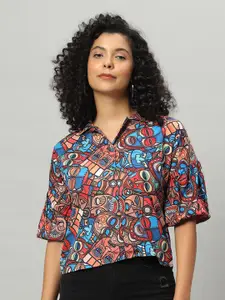 Funday Fashion Conversational Printed Regular Fit Satin Casual Shirt