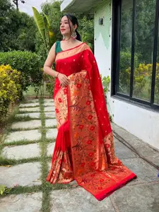 LeeliPeeri Designer Woven Design Zari Silk Blend Paithani Saree