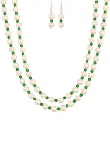 RATNAVALI JEWELS Artificial Beads Layered Necklace and Earrings