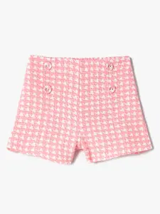 Koton Girls Checked Mid-Rise Pure Cotton Shorts