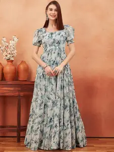 ODD BY chansi TRENDZ Printed Flared Ethnic Maxi Gown Dresses