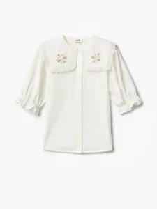 Koton Girls Embroidered Pure Cotton Casual Shirt