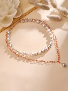 Cierra Rose Gold-Plated Pearl Layered Necklace