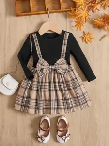 BAESD Girls Checked Pinafore Dress