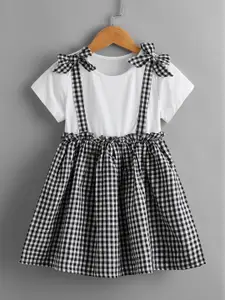 BAESD Girls Checked Cotton Fit & Flare Dress