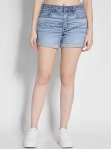 AMERICAN EAGLE OUTFITTERS Women High-Rise Washed Cotton Denim Shorts