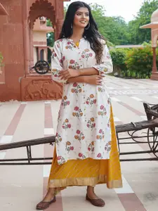 all about you Floral Printed Liva Kurta With Skirt