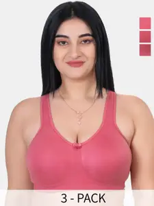 KOMLI Pack Of 3 Plus Size Full Coverage Cotton T-shirt Bra With All Day Comfort