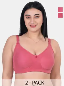 KOMLI Plus Size Pack Of 2 Full Coverage Non Padded Cotton Workout Bra With All Day Comfort