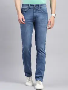 Monte Carlo Men Narrow Slim Fit Mid Rise Clean Look Light Fade Jeans