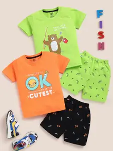 Toonyport Pack Of 2 Boys Graphic Printed Pure Cotton T-shirt with Shorts
