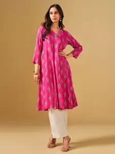 Global Desi Ethnic Motif Printed A-Line Kurta