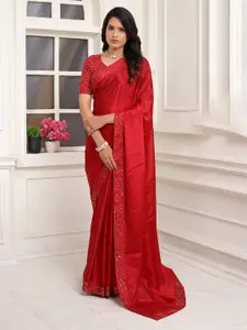 Pionex Embellished Sequinned Pure Chiffon Ready to Wear Saree