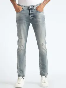 Flying Machine Men Tapered Fit Mildly Distressed Heavy Fade Stretchable Jeans
