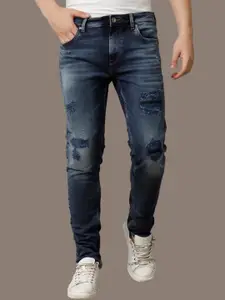 Voi Jeans Men Comfort Skinny Fit Highly Distressed Heavy Fade Stretchable Jeans