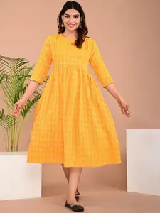 BAESD Ethnic Motifs Printed Maternity Nursing Maternity Fit & Flare Midi Ethnic Dress