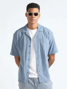 Flying Machine Cuban Collar Oversized Casual Shirt